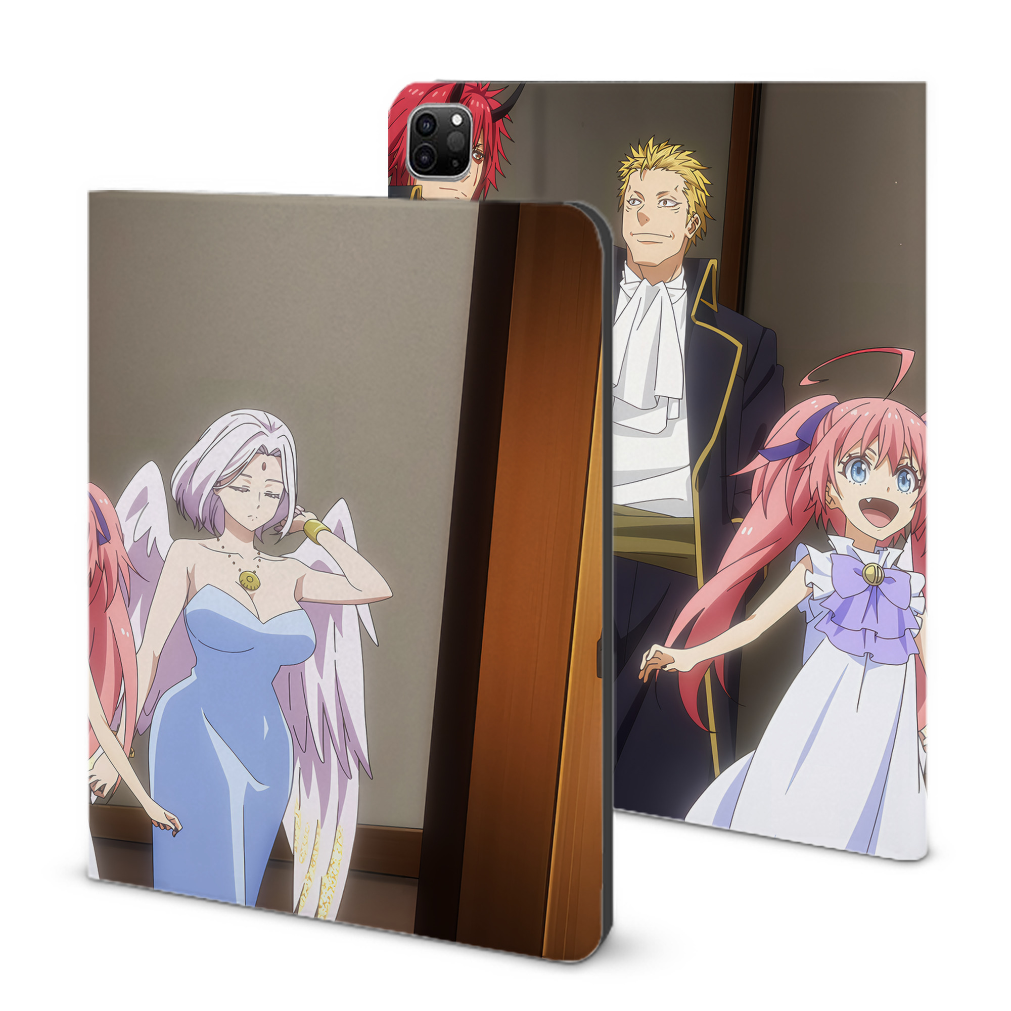 （画像用） 転スラ Regarding Reincarnated to Slime IPad ケース ブック型 PUレザー TPU 耐衝撃 軽量 薄型 ペン収納なし 全面保護 IPad 各モデル対応